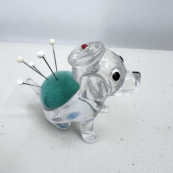 Vintage Unique Acrylic Dog Pin Cushion Needle Holder Sewing - Picture 4 of 5